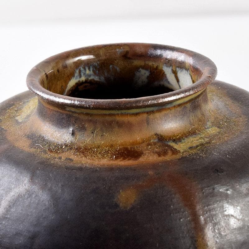 茶道具　高取焼　高取丸壺茶入　仕覆付　在銘　時代箱　V　6881