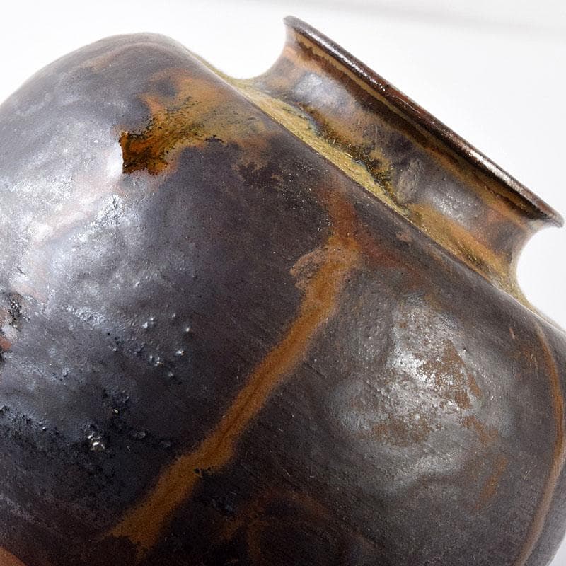 茶道具　高取焼　高取丸壺茶入　仕覆付　在銘　時代箱　V　6881