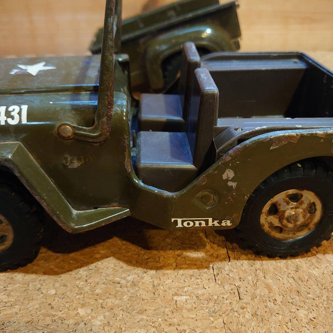 Tonka Jeep ブリキ ミニカー トレーラー付き