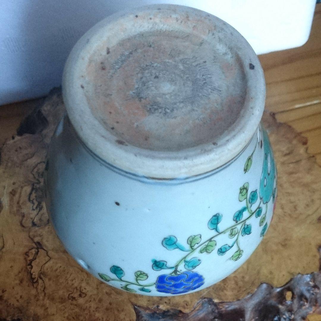 (明～清朝初期) 色絵小壺 純銀火舎