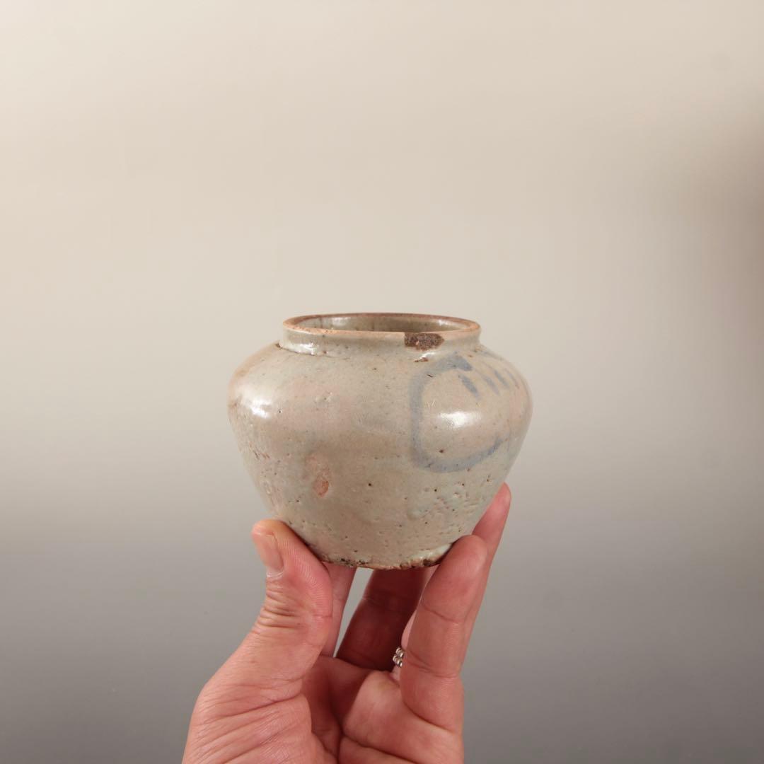 李朝 染付 小壺 朝鮮美術 壺 古道具 アンティーク 青花 茶道具