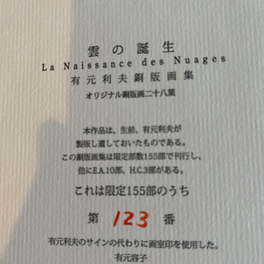 有元利夫　雲の誕生　オリジナル銅版画二十八葉　155/123 超美品