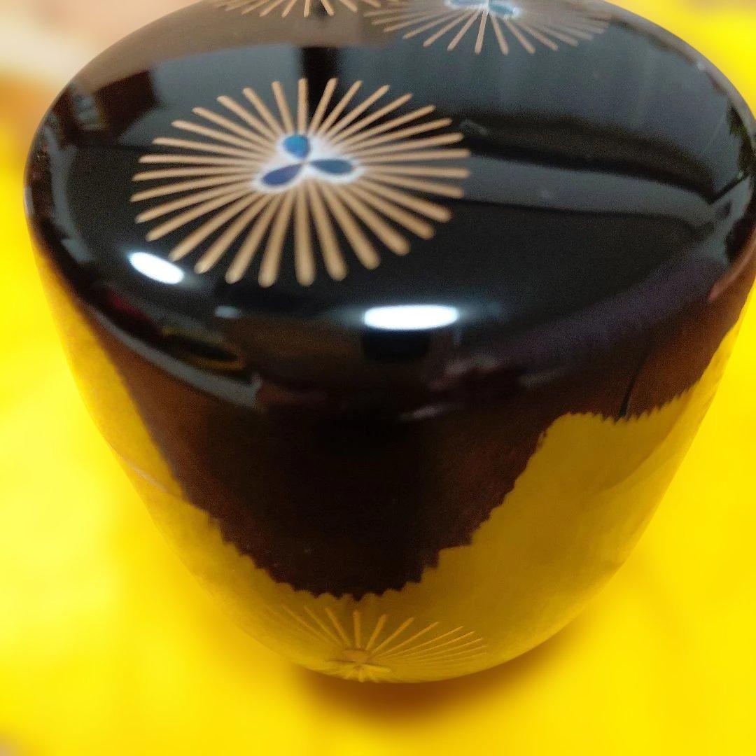 茶道具　なつめ　唐松蒔絵　中棗　松雲　輪島塗　木箱入り