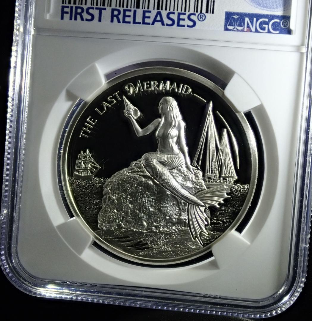 神秘的な美しさ 最後のマーメイド 人魚姫 最高鑑定 銀貨 PF70 NGC