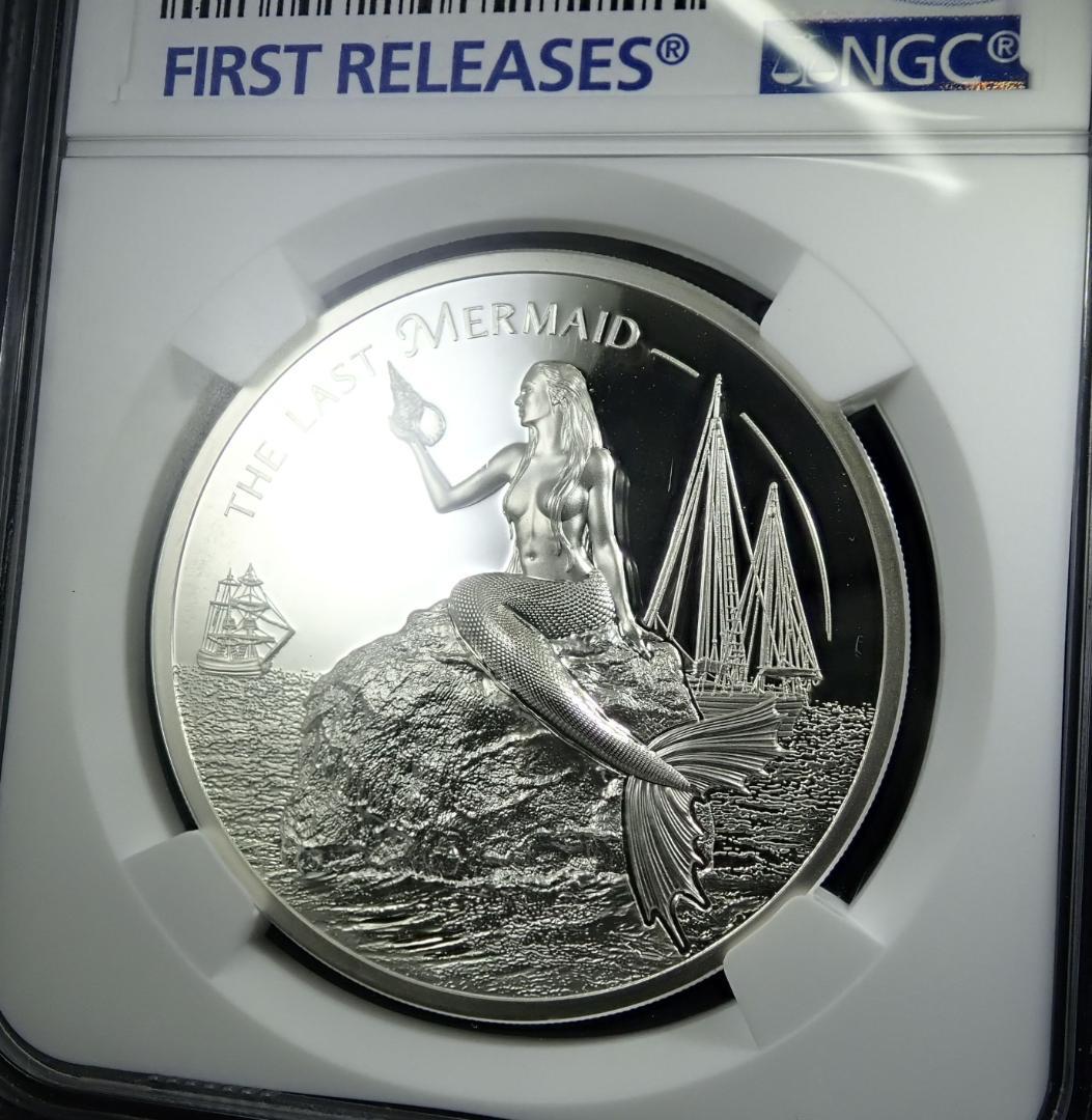 神秘的な美しさ 最後のマーメイド 人魚姫 最高鑑定 銀貨 PF70 NGC