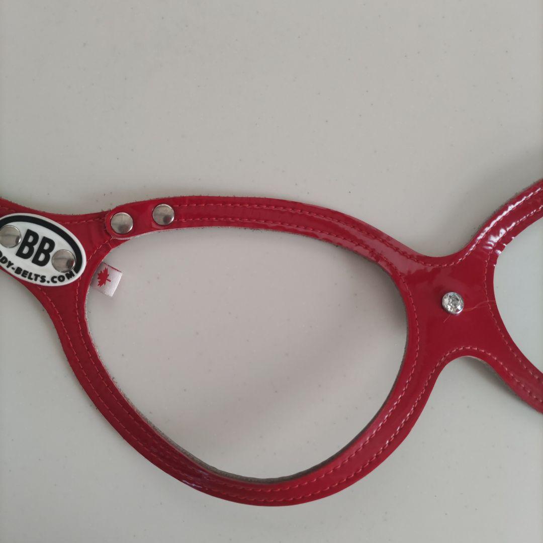 バディベルト ハ－ネスBBベルト ６号エナメル！レッド スワロフスキー付き