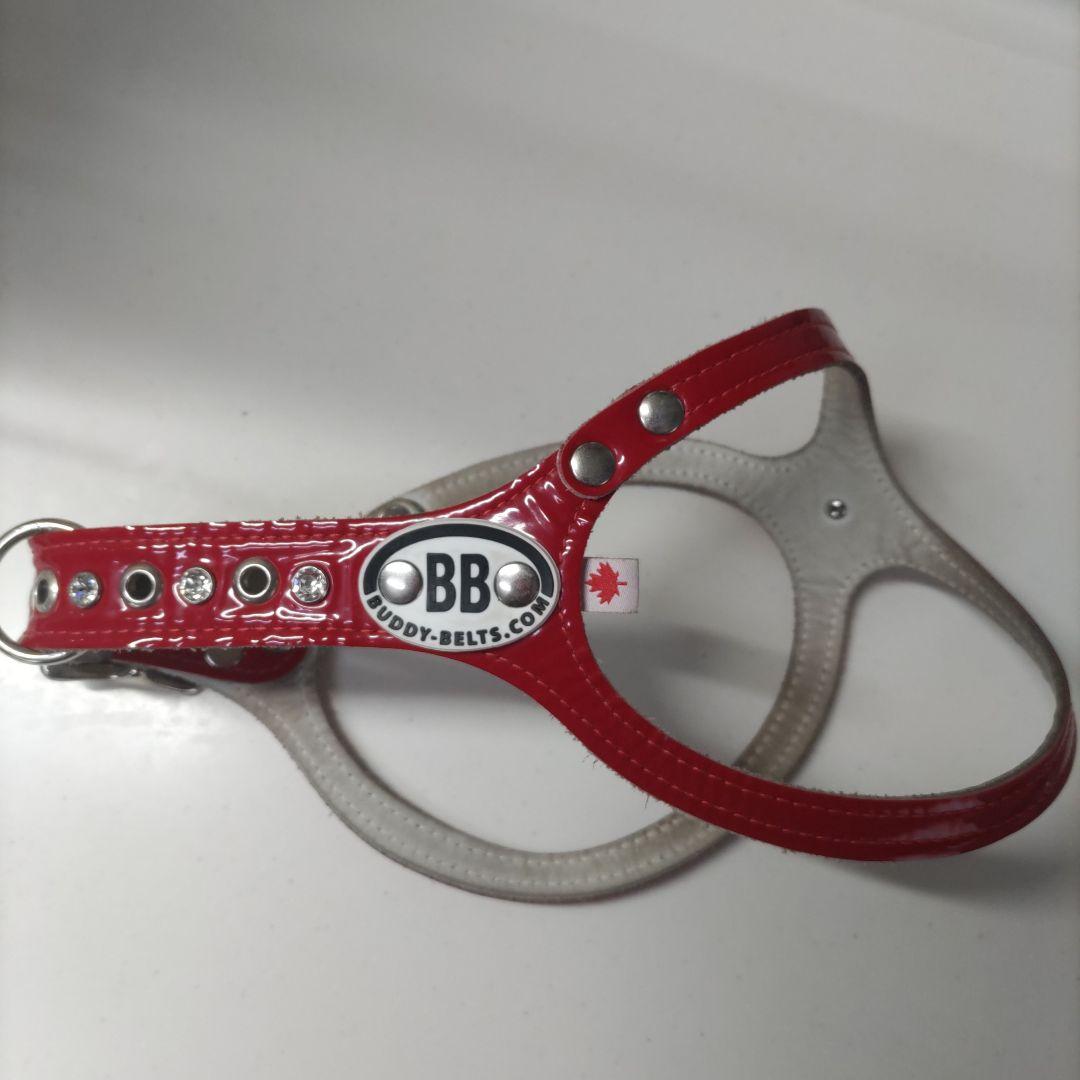 バディベルト ハ－ネスBBベルト ６号エナメル！レッド スワロフスキー付き