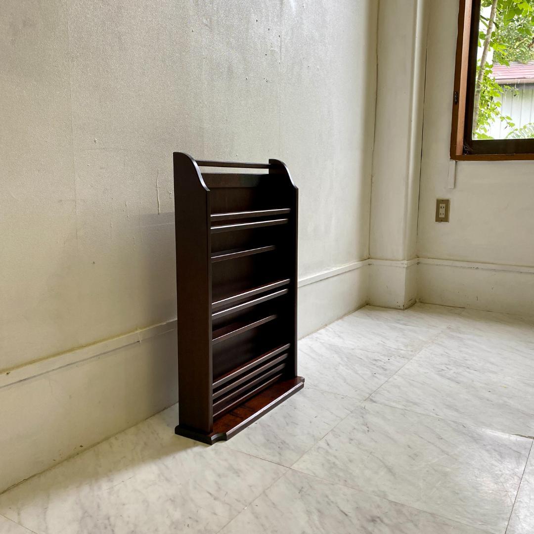北海道民芸家具 木製ダークブラウンマガジンラック ラック 美品