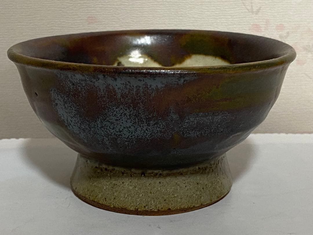 ♦民藝 ぐい呑み 益子焼 流し掛け 酒器 昭和時代初期 作品 古美術 骨董品