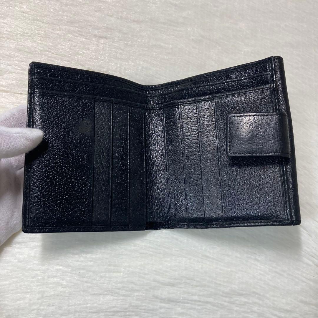 早い者勝ち　即売　GUCCI グッチ　シルバー金具　レザー　折り財布　黒　ホック