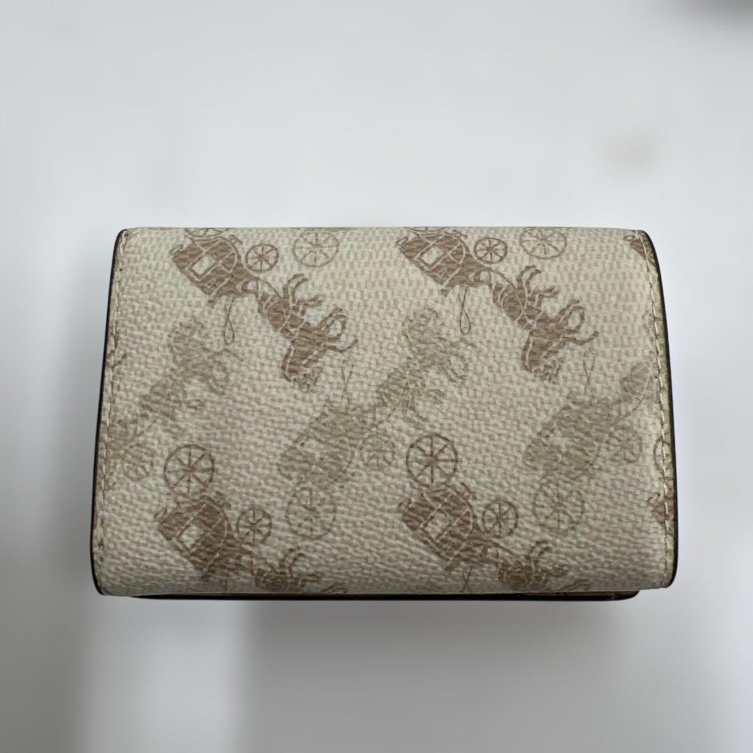 【新品未使用】COACHコーチ財布★ミニトライフォールドウォレット★ホース馬★白