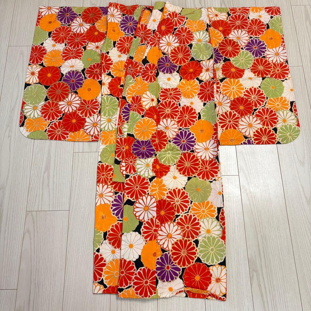 七五三 子供着物　5.7歳　花柄　美品