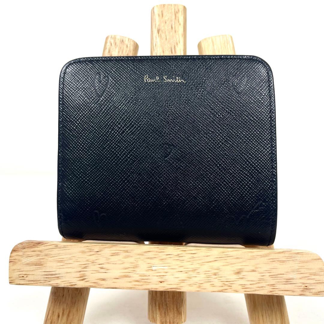 ポールスミス　二つ折り財布　ロゴプリント　サフィアーノ　ダブルフラップ　未使用級