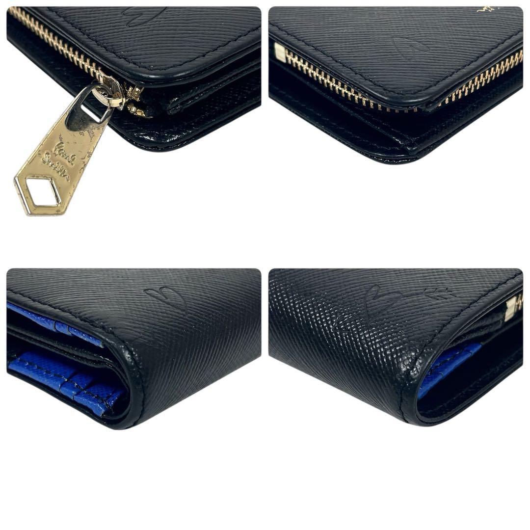 ポールスミス　二つ折り財布　ロゴプリント　サフィアーノ　ダブルフラップ　未使用級