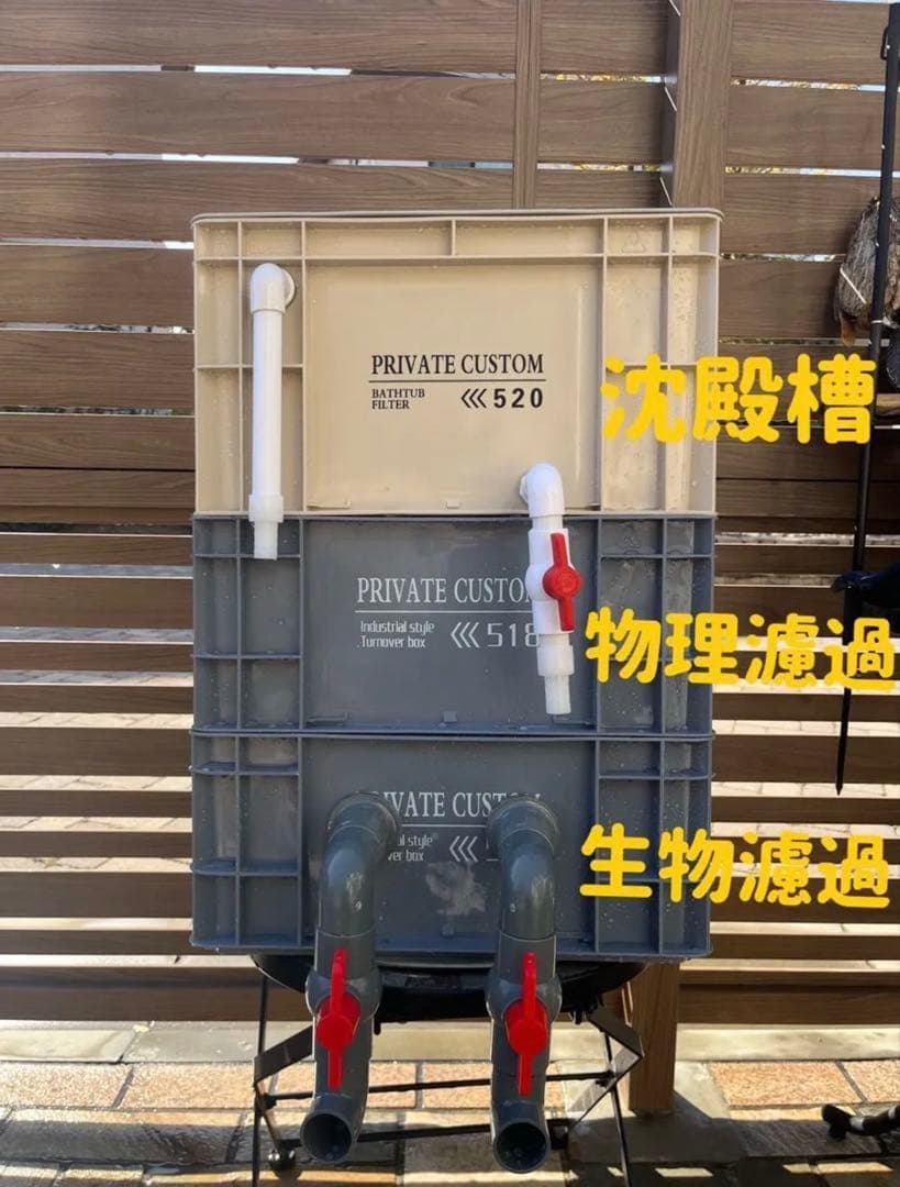大型水槽用沈殿物理生物一体型濾過槽　アクアリウム外部式濾過装置器　水中ポンプ付き