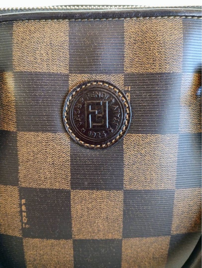 ビンテージ オールド フェンディ ペカン柄ブロックチェック 2wayトートバッグ