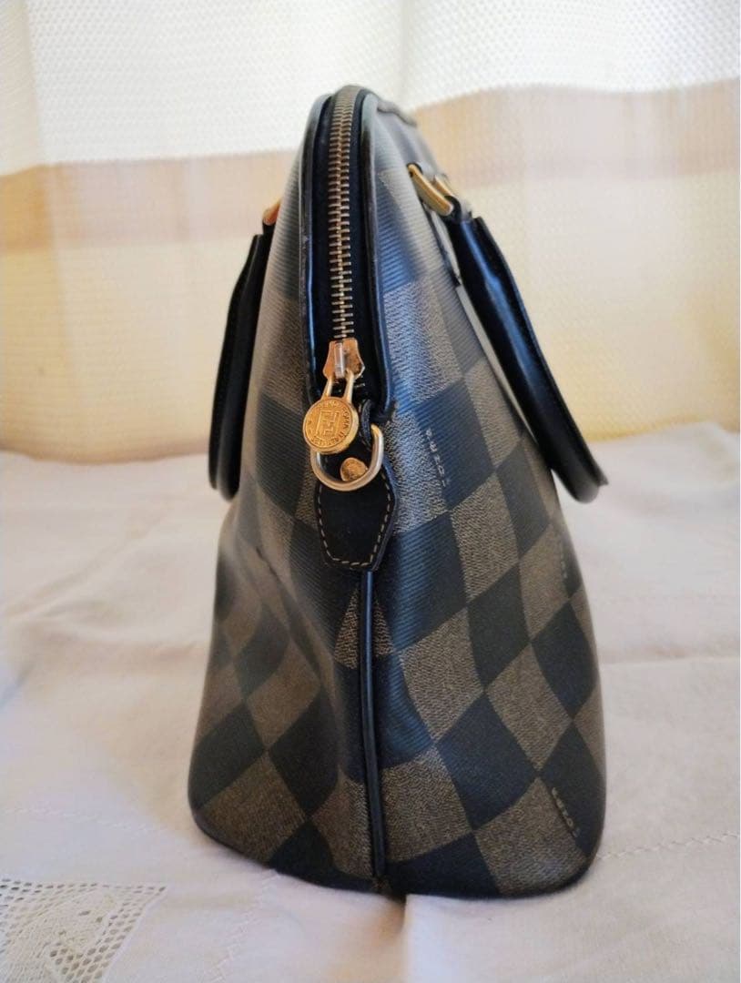 ビンテージ オールド フェンディ ペカン柄ブロックチェック 2wayトートバッグ