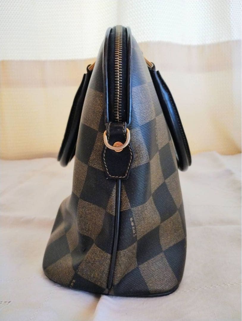 ビンテージ オールド フェンディ ペカン柄ブロックチェック 2wayトートバッグ