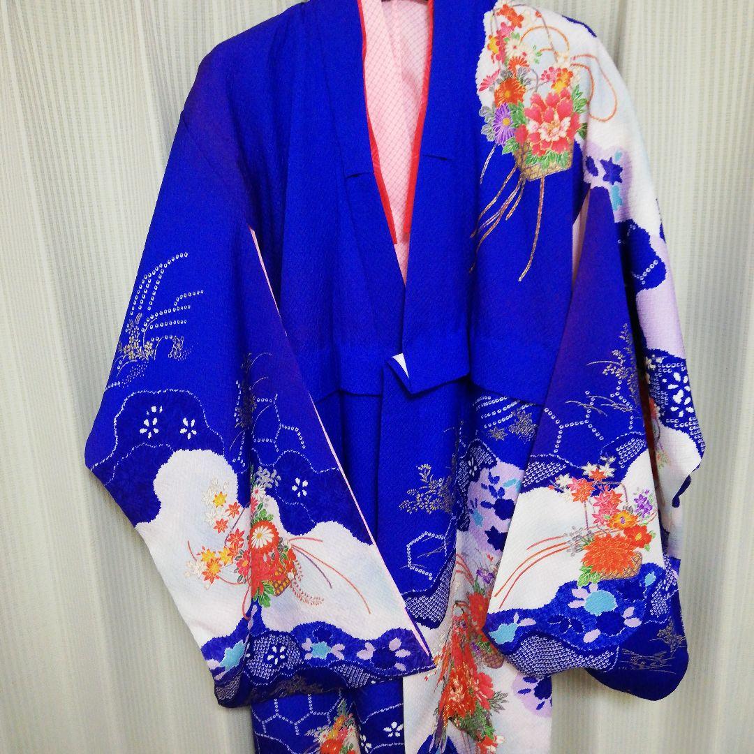 海外コレクター向高級絹織物レディース用ちりめん生地着物豪華絢爛華々しい景色御品物