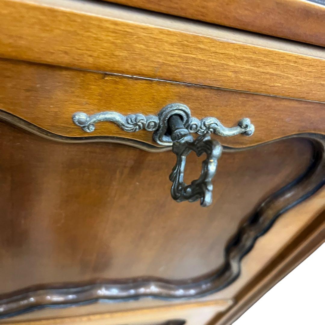 コンソールチェスト スリム 猫脚 鍵付属 ナチュラルブラウン