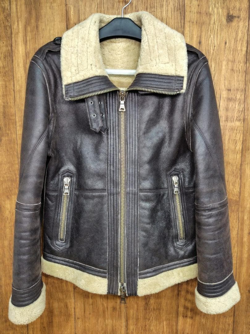 ☆バーバリーブラックレーベル☆リアルムートン フライトジャケット b-3 レザー