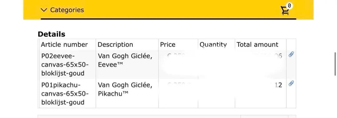 ゴッホピカチュウ　金枠　Mサイズ　キャンバス