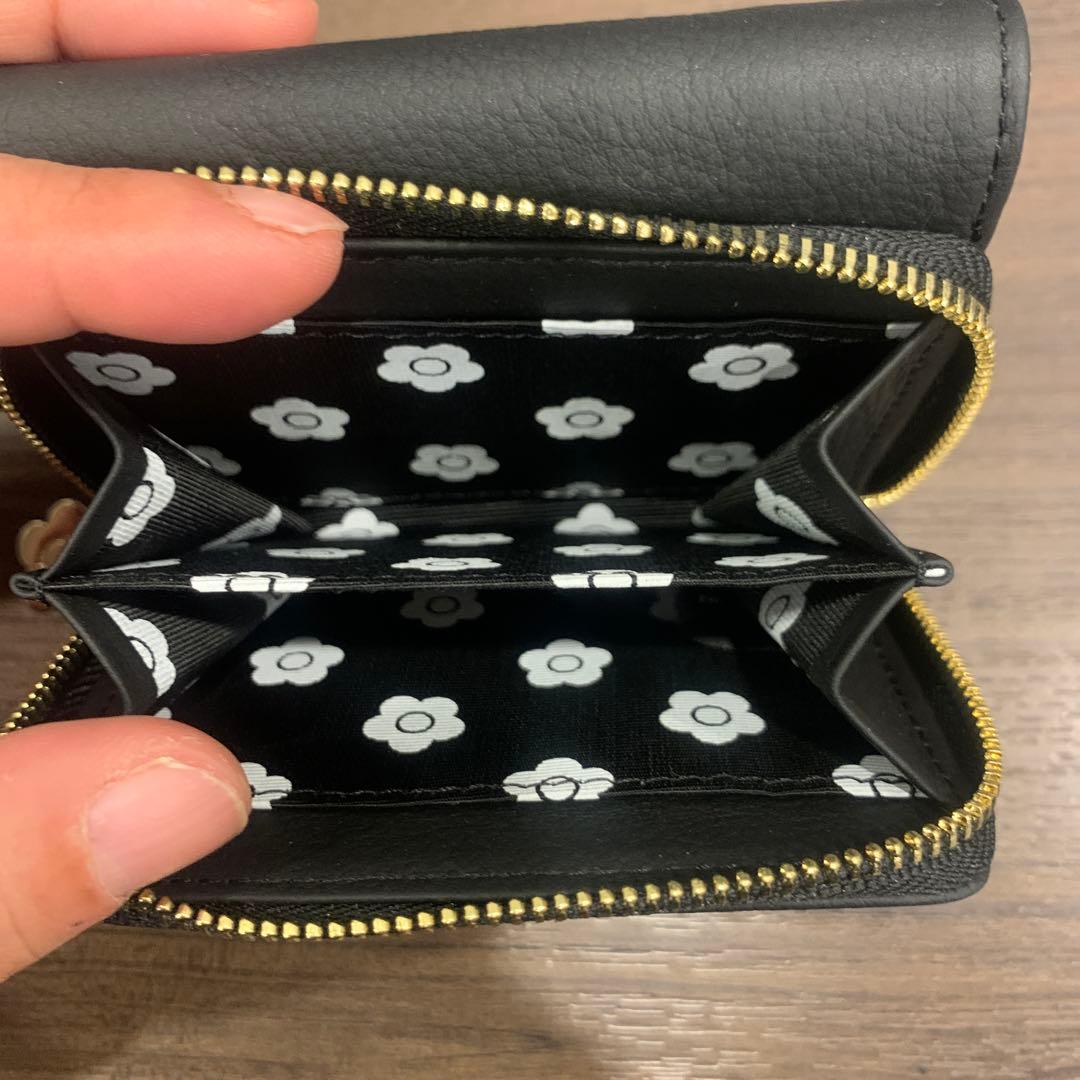 MARY QUANT ハートフロート ミニウォレット（ブラック）