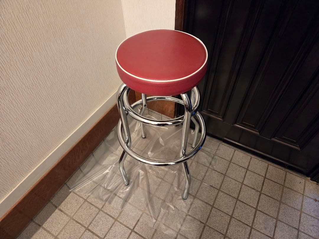 バーカウンターチェア ハイスツール 赤色 オシャレ タイ産