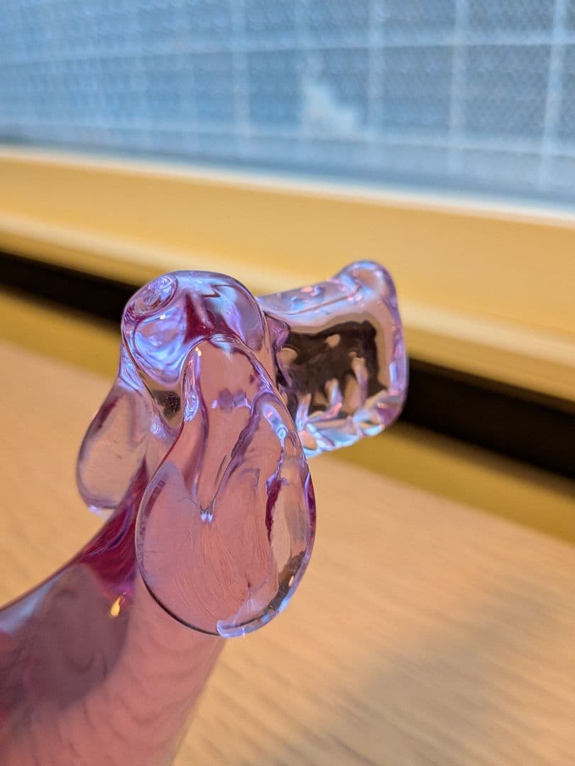 レア　ヴィンテージボヘミアガラスアメジスト色　犬の置物