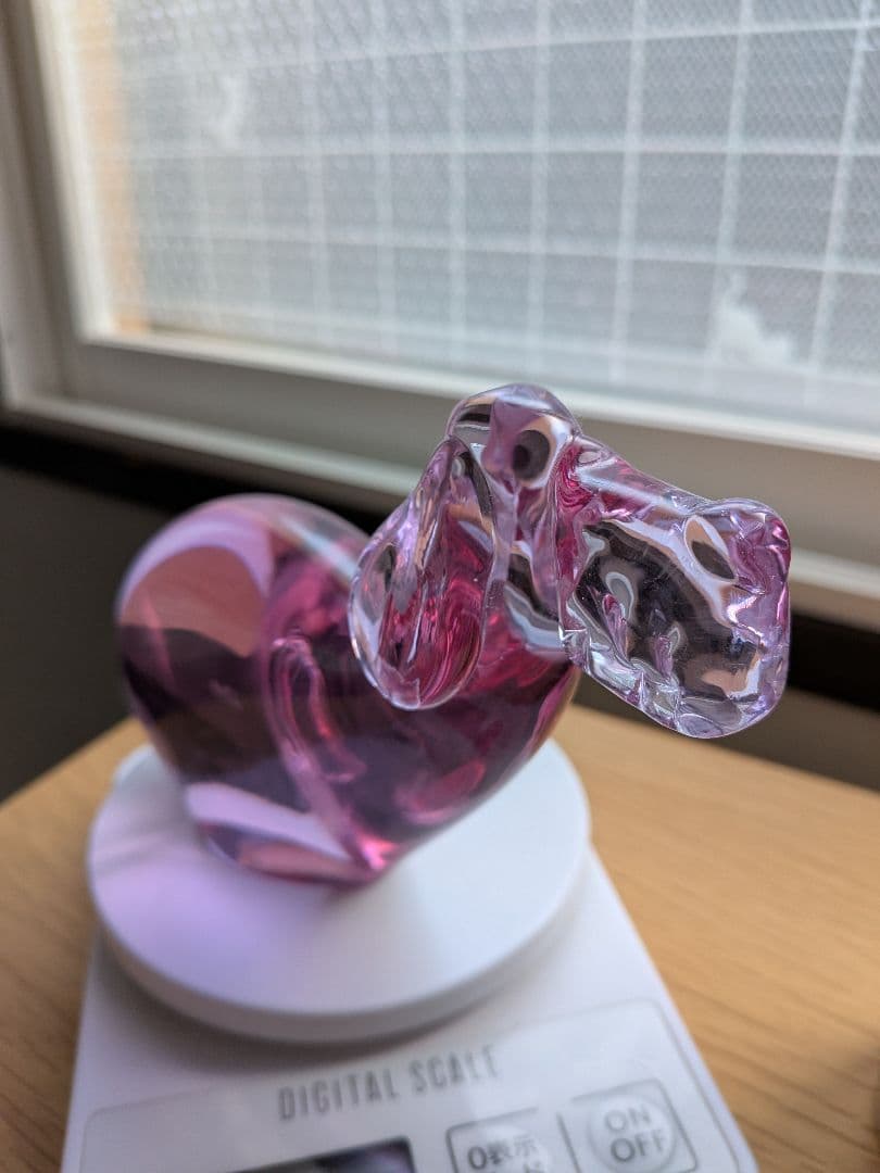 レア　ヴィンテージボヘミアガラスアメジスト色　犬の置物