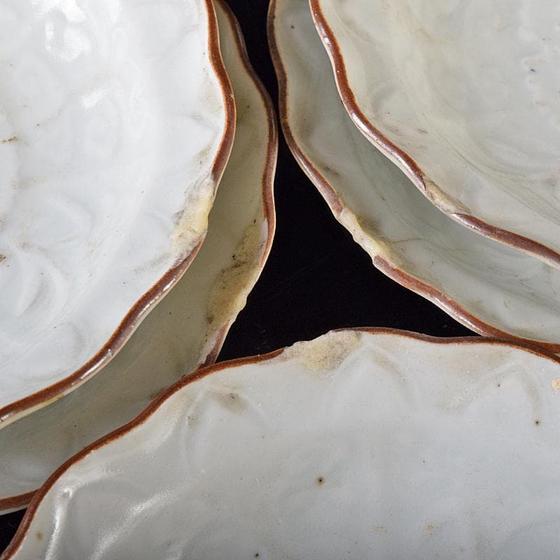 肥前伊万里焼　古伊万里　染付　丸紋　輪花皿　六客　時代箱付　C　R8170