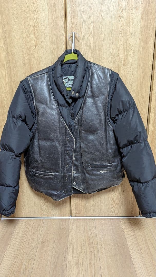 Schott レザー×ダウン 2WAY ジャケット サイズ42