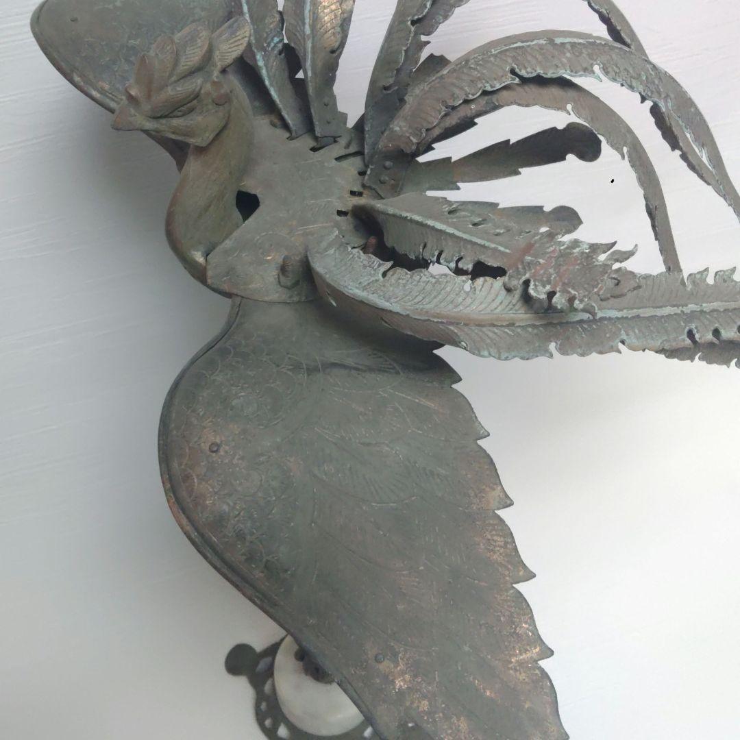 神輿　鳳凰　銅製　ランプ台　時代物　金属工芸　アンティーク　ミ10