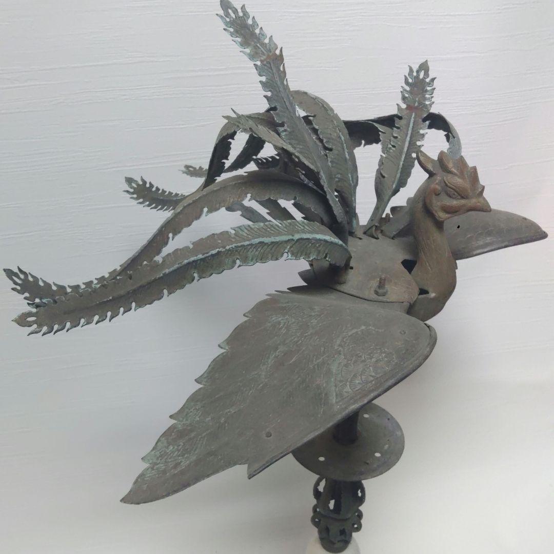 神輿　鳳凰　銅製　ランプ台　時代物　金属工芸　アンティーク　ミ10