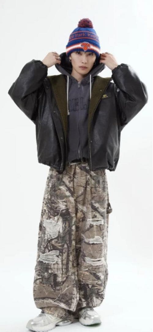 L2084　リバーシブルPUレザージャケット　L（black）　地底人