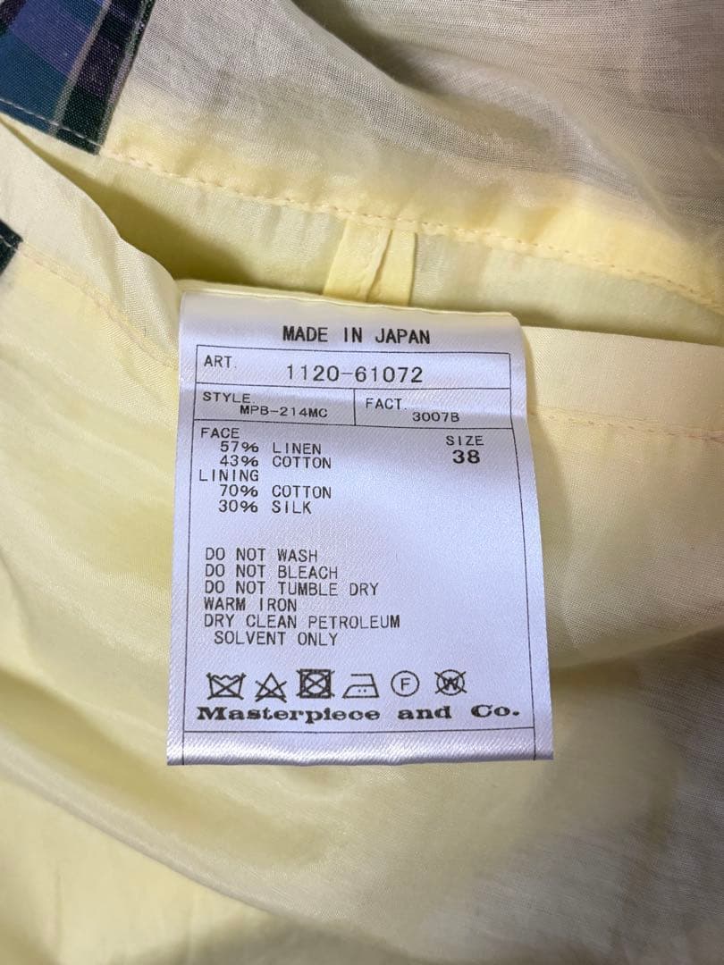 Scye 20th リネンコットン チェック ブルゾンジャケット