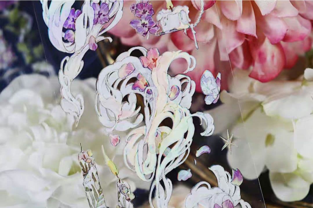 巻売 497★ 海外 マスキングテープ マステ PET 装飾 花 虹光