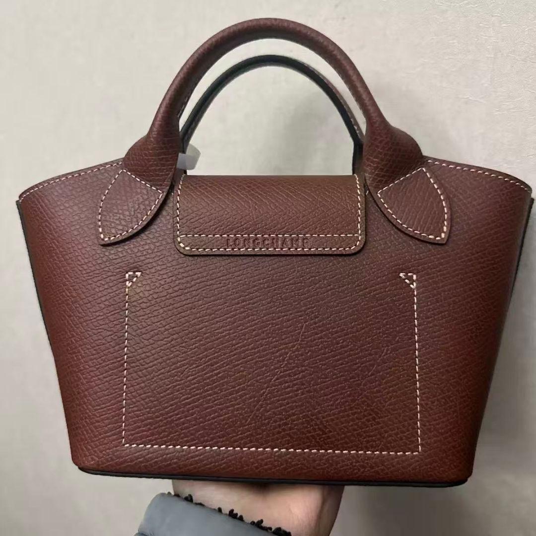LONGCHAMP ブラウンエピュレ テクスチャードレザーミニバッ