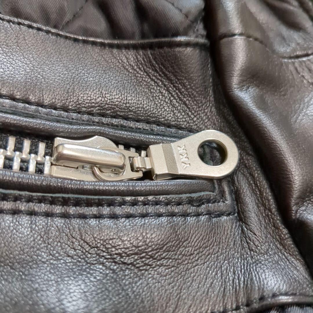 美品 ナノユニバース ラムレザー シングルライダース 裏地キルティング XL