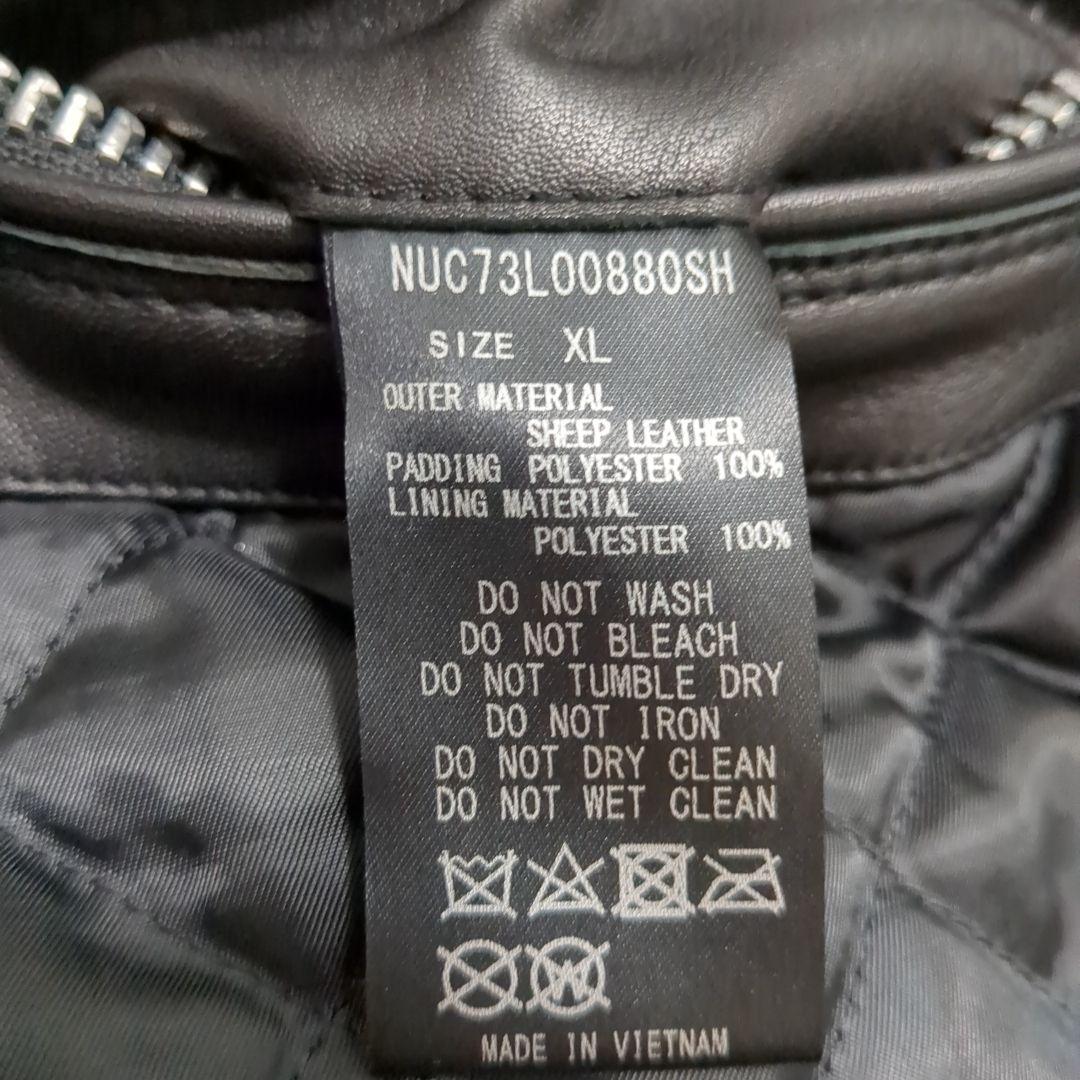 美品 ナノユニバース ラムレザー シングルライダース 裏地キルティング XL