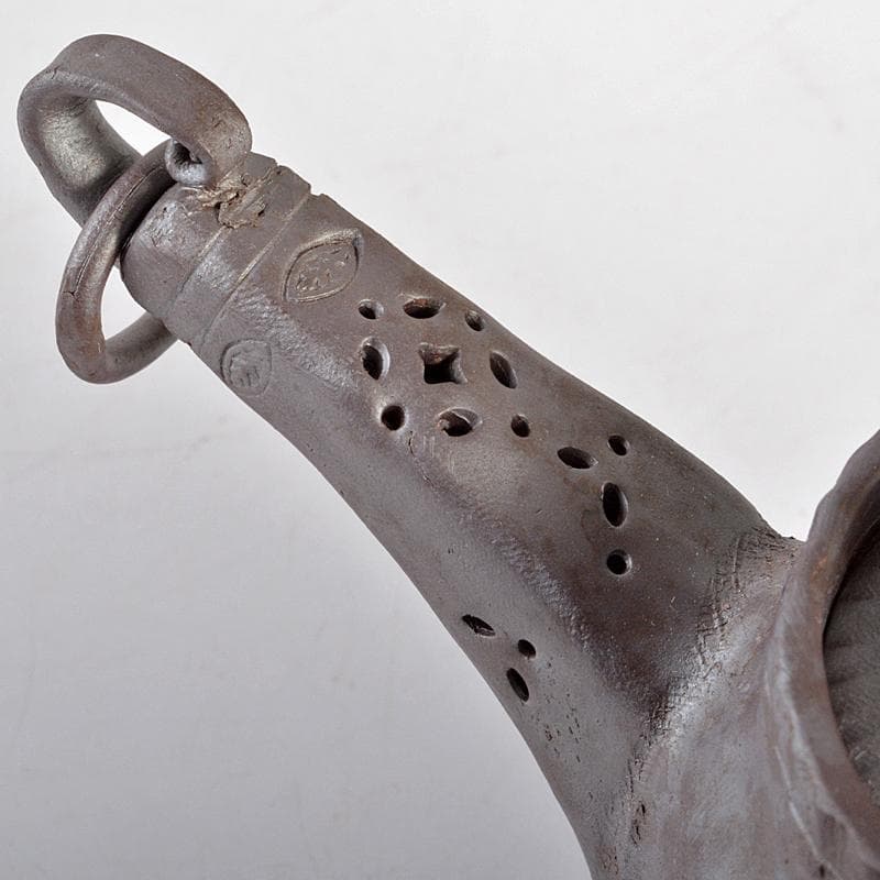 煎茶道具　萬古焼　白雲造　型萬古　遊環　横手急須　共箱　M　R7099