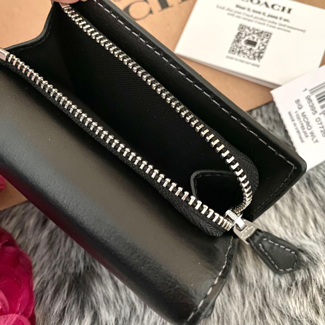 新品☆COACH(コーチ) 折り財布　ブラック　シグネチャー 三つ折り財布