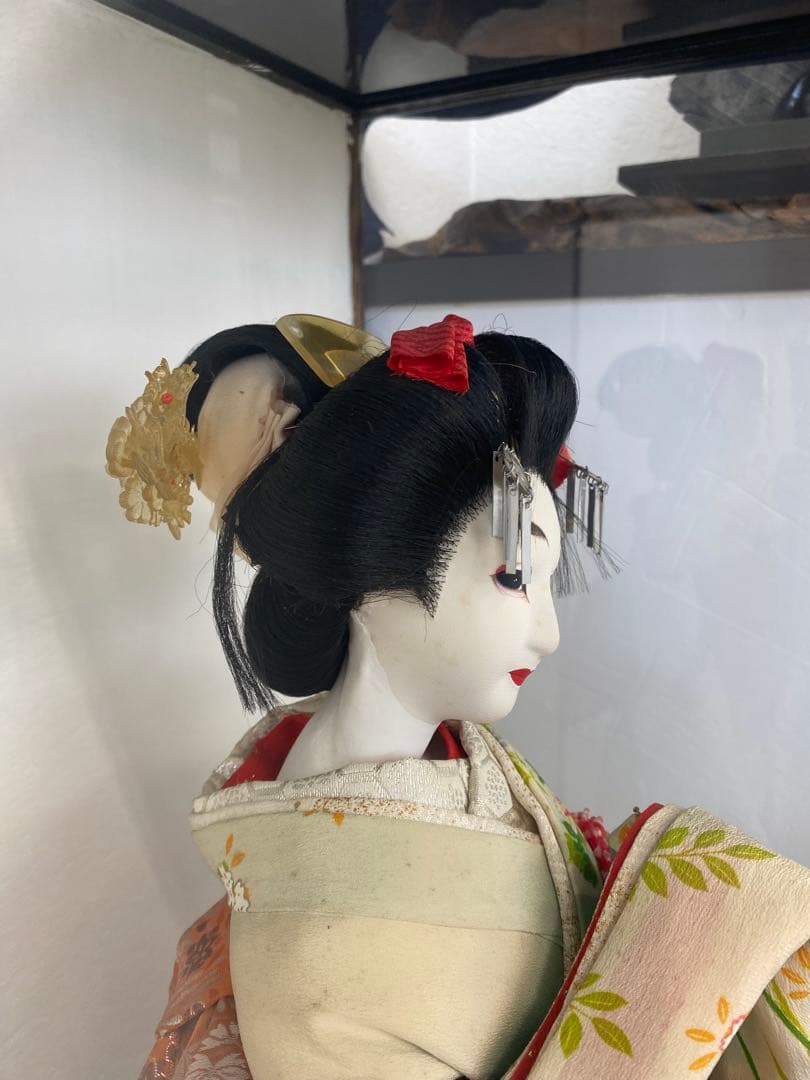 『手渡し限定』日本人形 ガラスケース付き　昭和レトロ