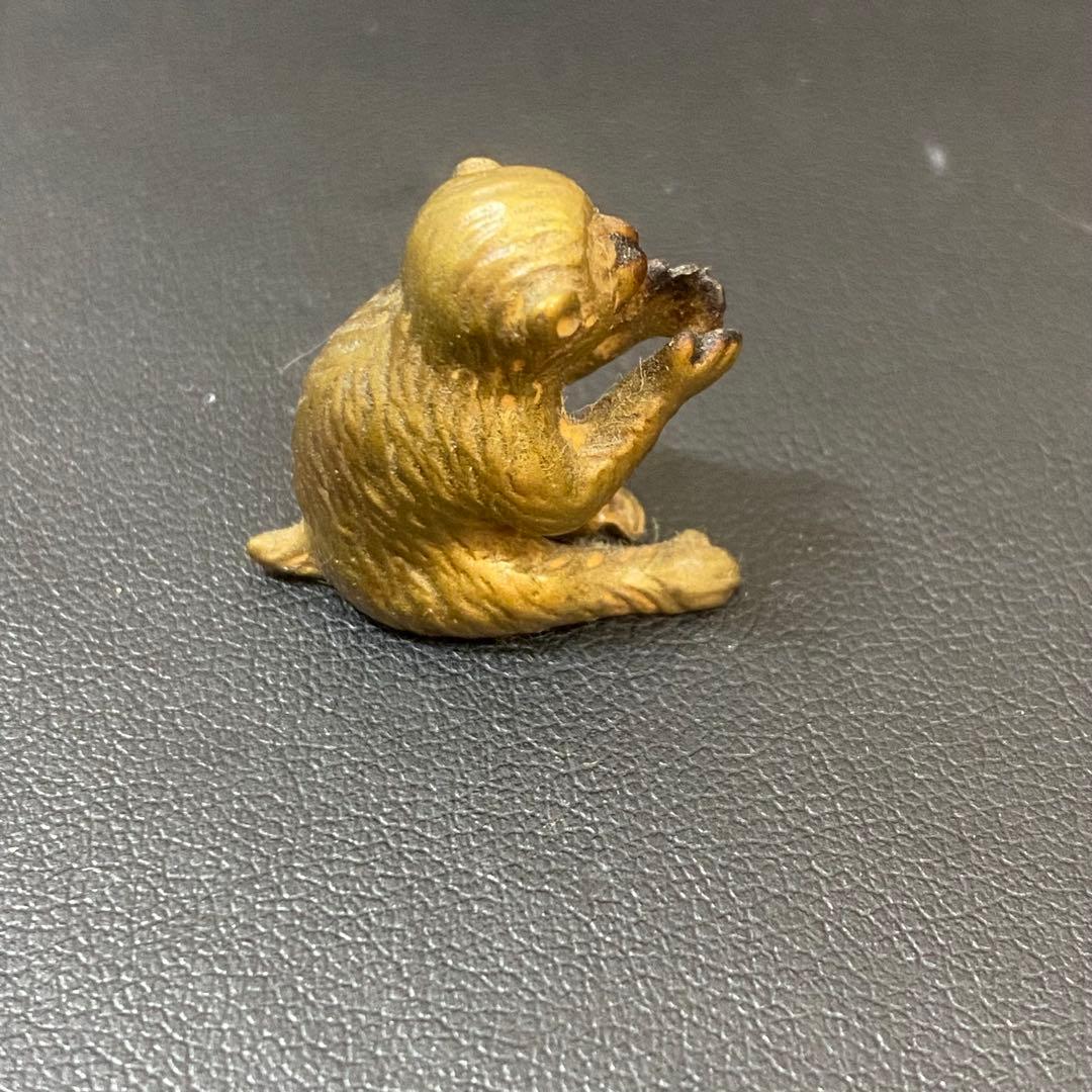 sh2269 銀製　猿香立　香木 朱印付き木製箱　清課堂　京都