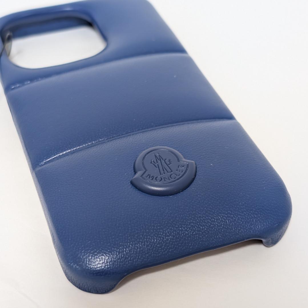 MONCLER iPhone14pro ケース キルティング 羊革 ブルー