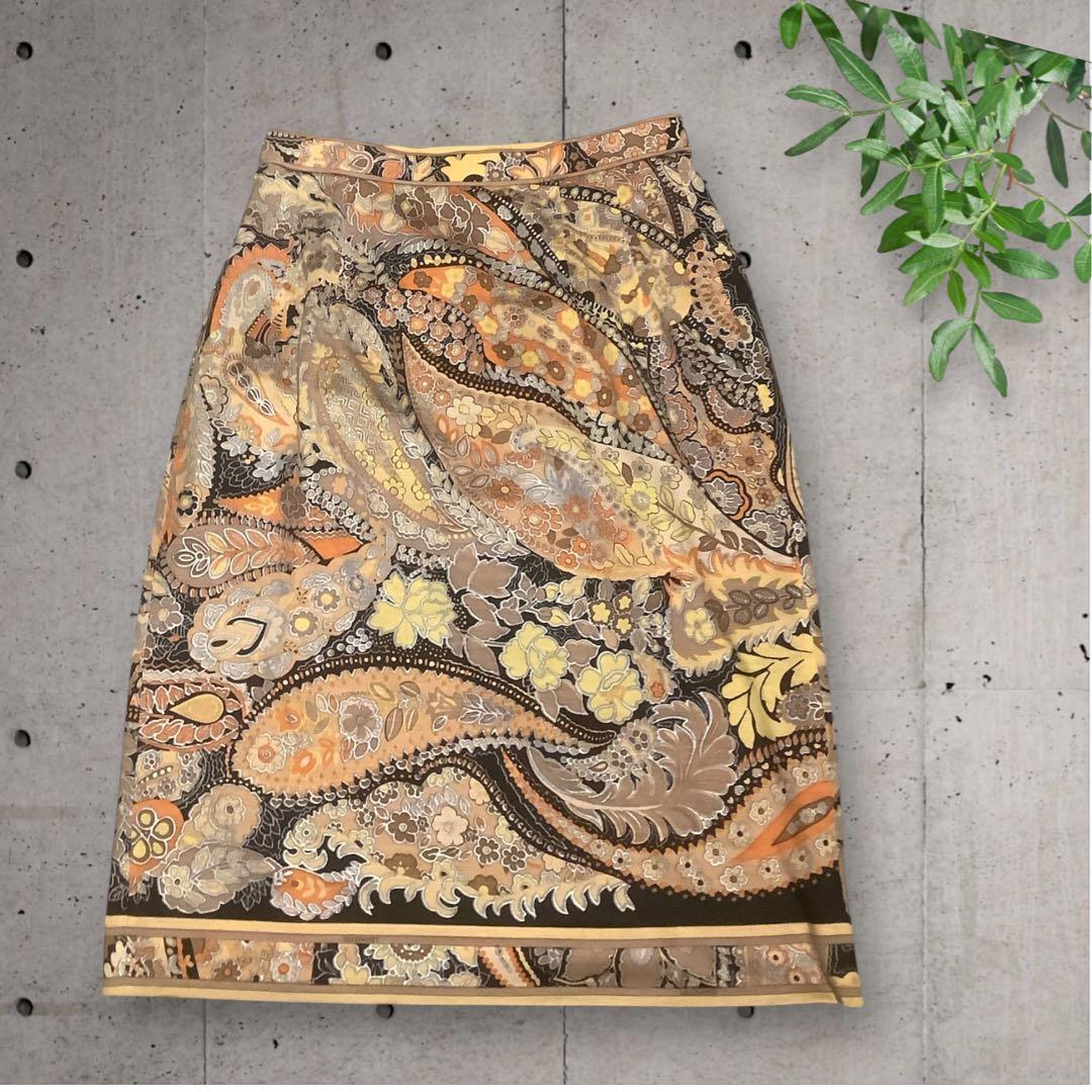 LEONARD ウール&シルク 花柄 タイトスカート 極美品 SALE‼️