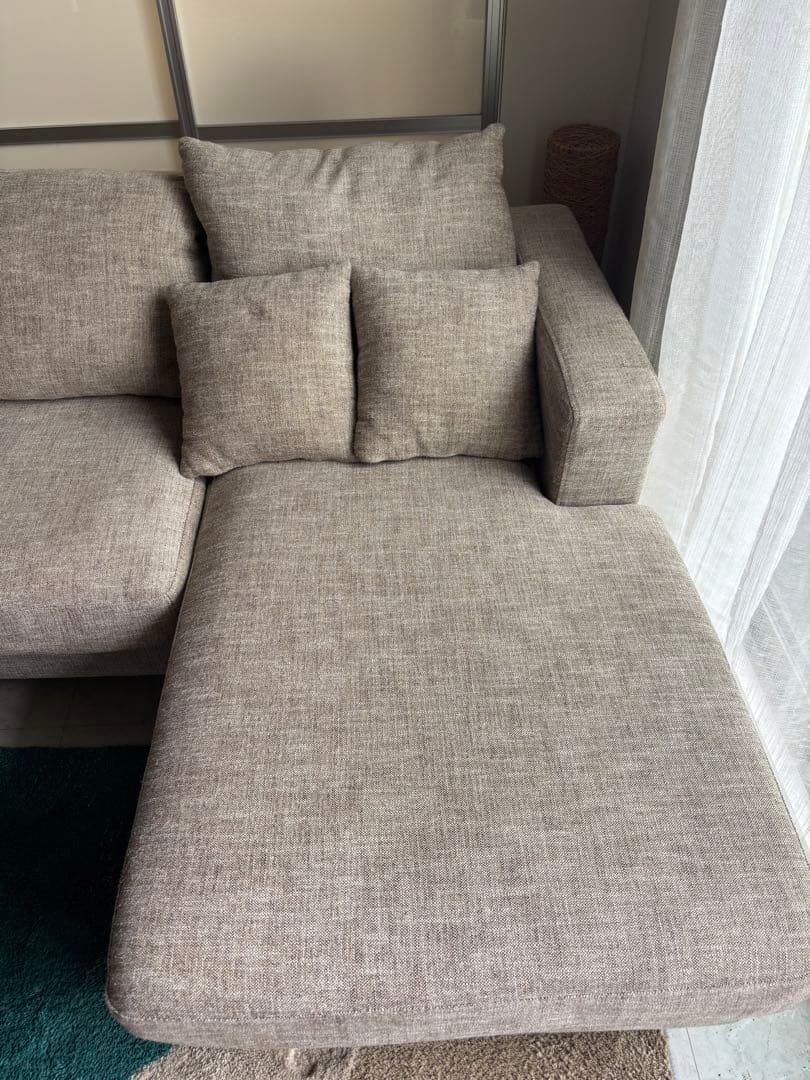 Ocean【ソファ本体】LOWYA ベージュL字型ソファ5クッション付き