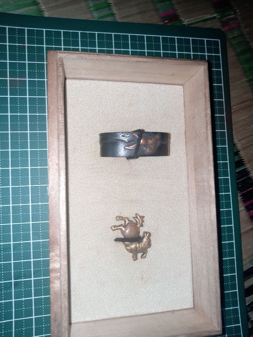 日本刀　緑金　目貫セット　軍刀