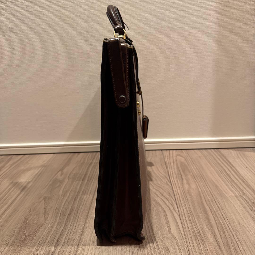 万双 ブライドル 細マチダレス ブラウン　レザー ビジネスバッグ ロック付