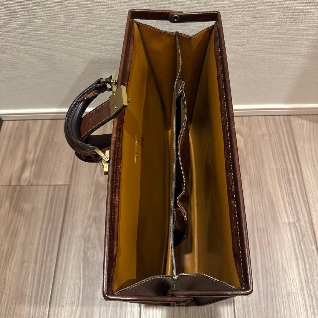 万双 ブライドル 細マチダレス ブラウン　レザー ビジネスバッグ ロック付